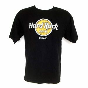 Hard Rock Cafe Chicago music gold black T-shirt sleeve cotton band tee Men’s S